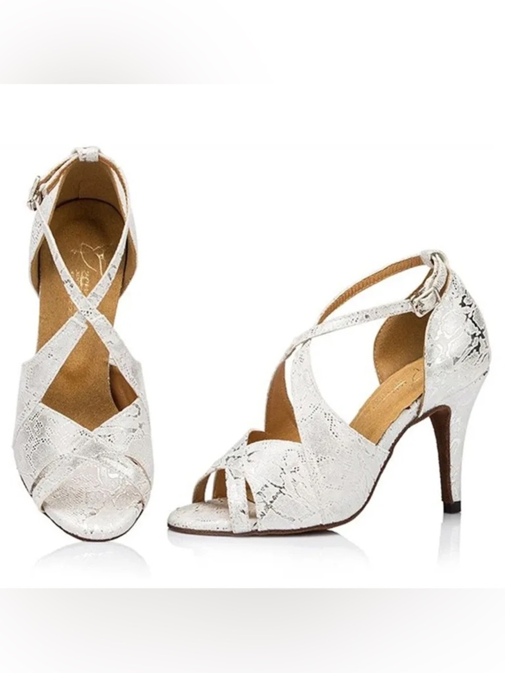 NEW Women's Ballroom Leatherette Sandal Heels Latin Dance Shoes Size 10